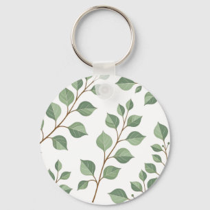Porte-clés Branches Feuillues de Vert Sauge Aquarelle Botaniq