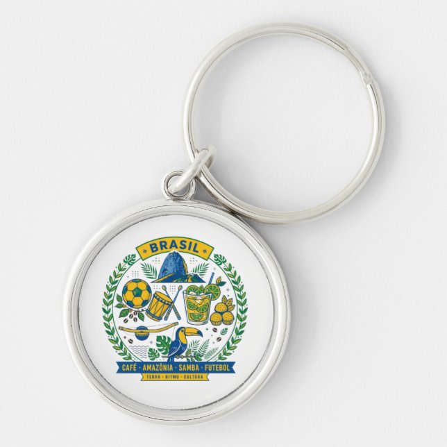 Porte-clés Brasil Culture Badge Cafe Samba Futebol Amazonia (Devant)