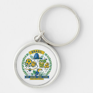Porte-clés Brasil Culture Badge Cafe Samba Futebol Amazonia