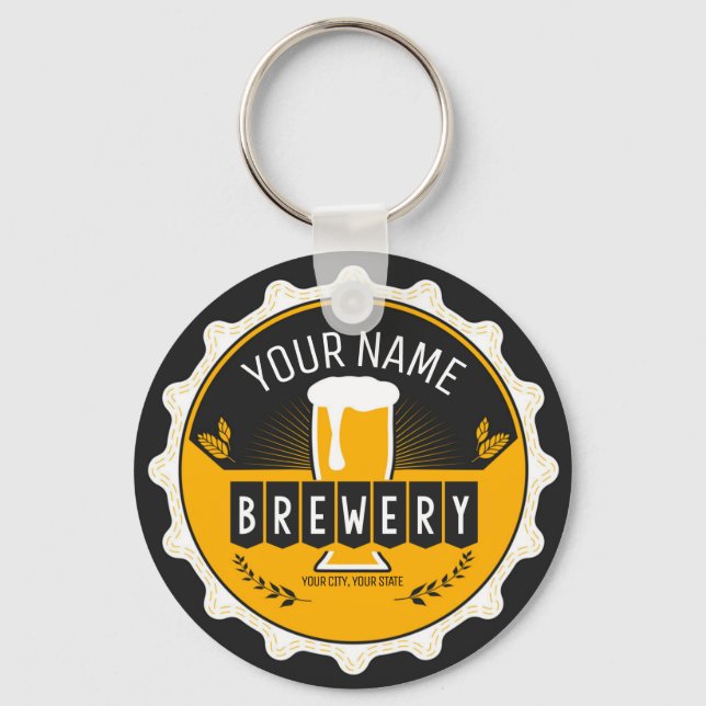 Porte-clés Brasserie personnalisée Bouteille Casquette Bar (Recto)