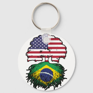 Porte-clés Brazil Brazilian American USA Tree Roots Flag