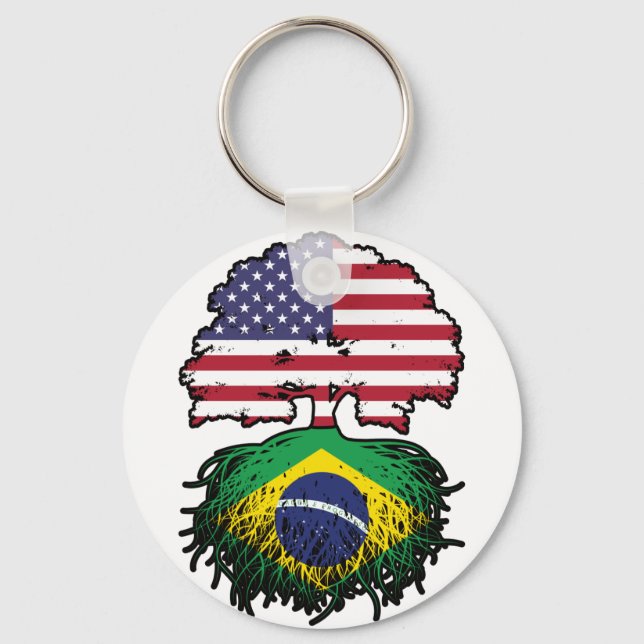 Porte-clés Brazil Brazilian American USA Tree Roots Flag (Recto)