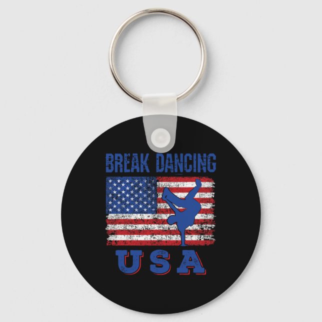 Porte-clés Break Dancing Usa American Flag Breaking Bboy Hip (Recto)
