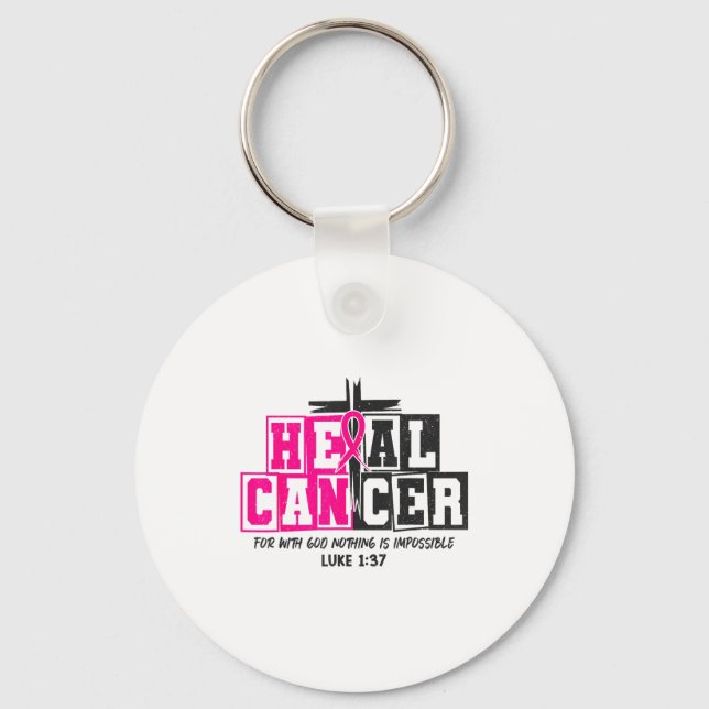 Porte-clés Breast Cancer Awareness Nk Ribbon Heal Cancer Chri (Recto)