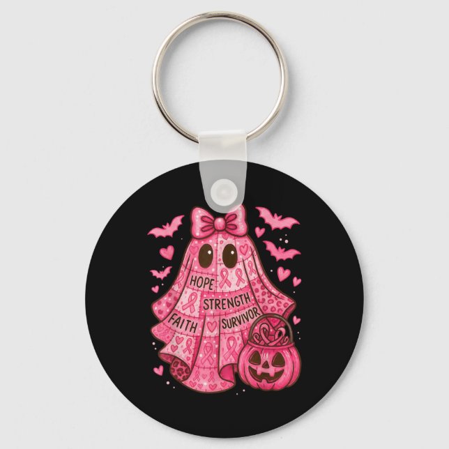 Porte-clés Breast Cancer Hope Strength Faith Survivor Ghost W (Recto)