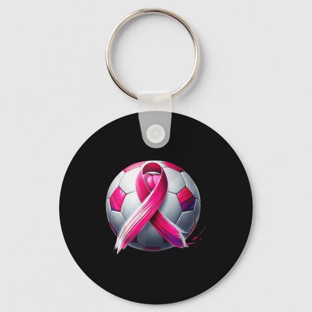 Porte-clés Breast Cancer Soccer Ball Nk Ribbon Kick For A  (Recto)