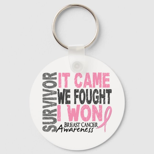 Porte-clés Breast Cancer Survivor It Came We Fought I Won (Recto)
