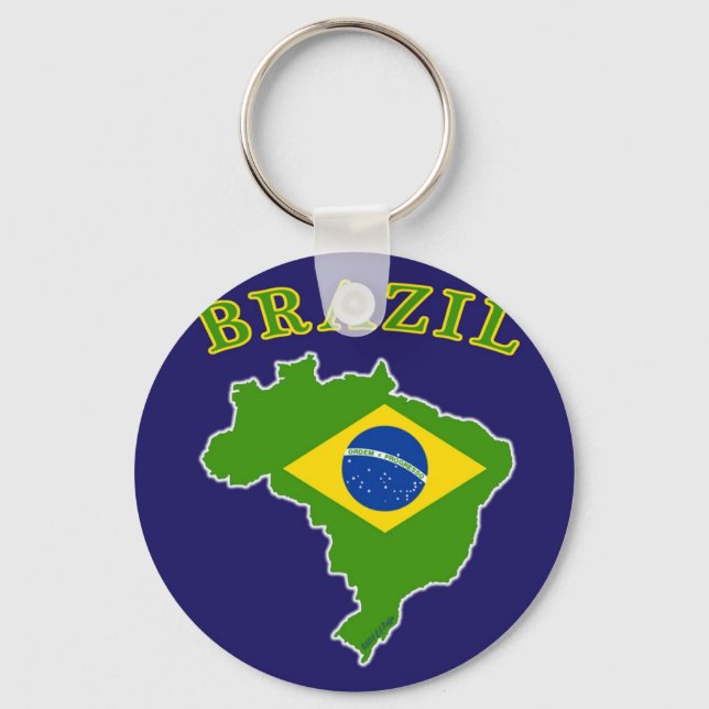 Porte-clés BRÉSIL Carte/Drapeau sur Arrière - plan de la Mari (Recto)