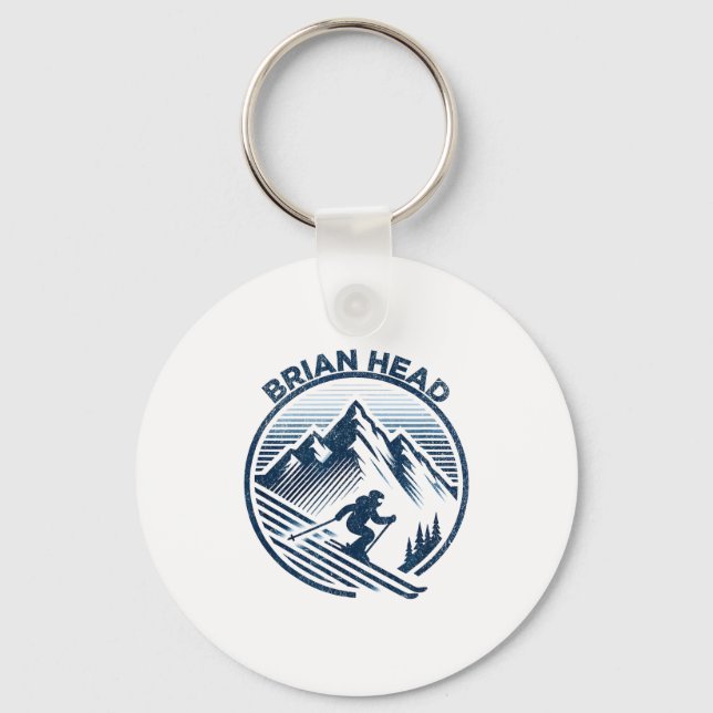 Porte-clés Brian head utah station de ski ski d'hiver  (Recto)