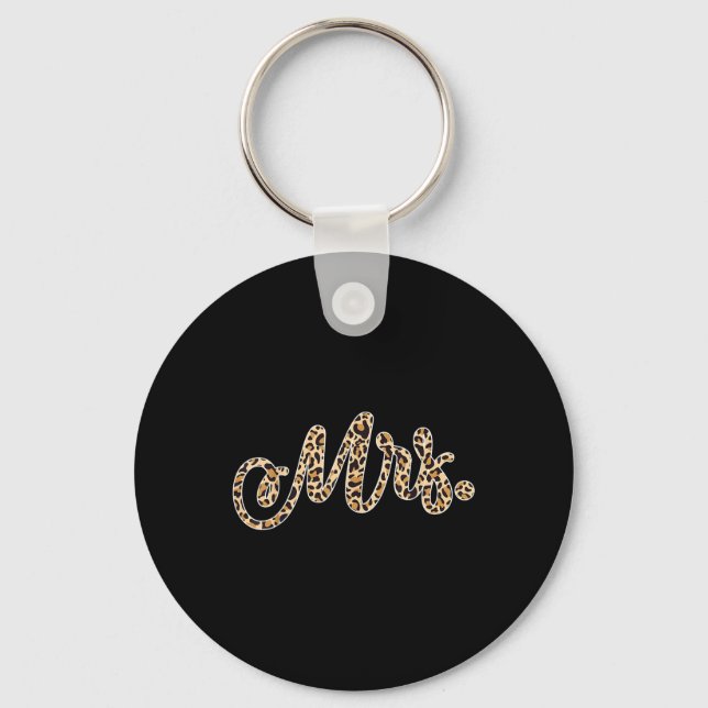 Porte-clés Bride Groom Mme l'Empreinte de léopard Mariage Mat (Recto)