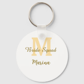 Porte-clés Bride squad monogram golden bridal shower simple