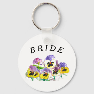 Porte-clés Bride Tribe Pansies Floral Vintage Girly Wedding