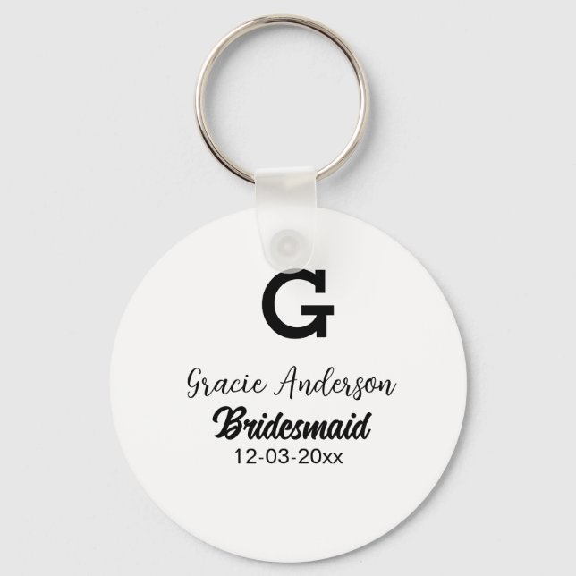 Porte-clés Bridesmaid ajouter nom monogramme simple minimal m (Recto)