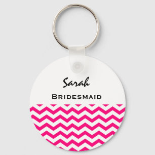 Porte-clés Bridesmaid Pink and White Chevrons V05