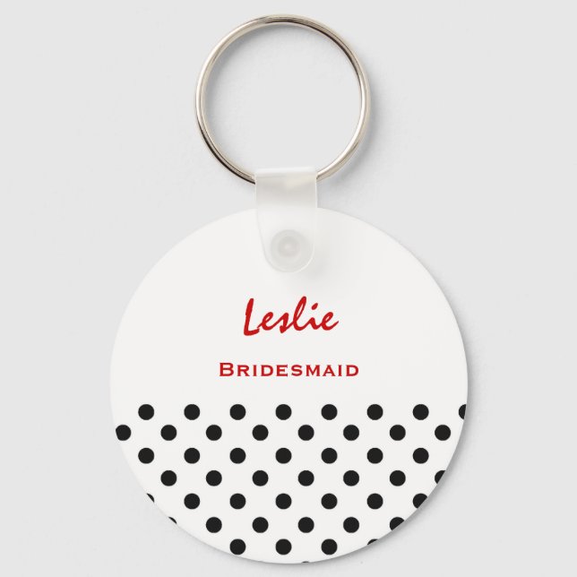 Porte-clés Bridesmaid Pois noir et blanc V12 (Recto)