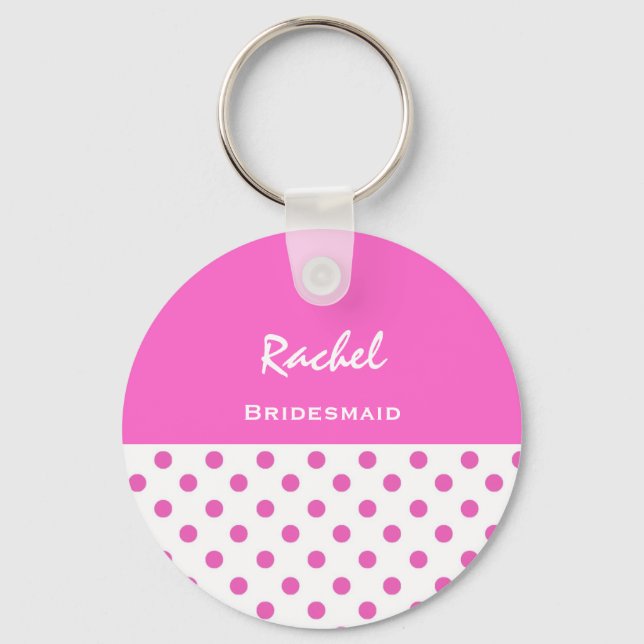 Porte-clés Bridesmaid Pois rose KC03 (Recto)