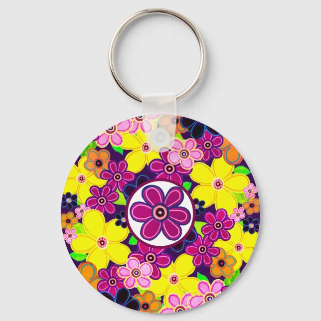Porte-clés Bright Abstrait Flower Art (Recto)