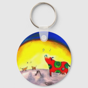 Porte-clés Bright chant lune de vache art par LeahG enfants