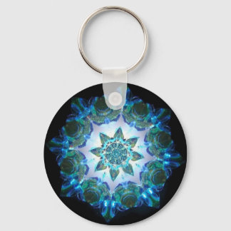 Porte-clés Bright Neon Starburst Kaleidoscope en bleu
