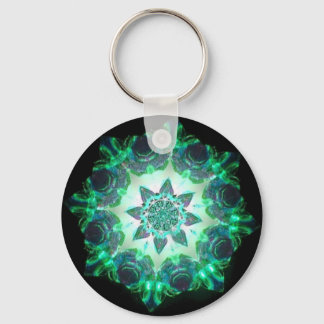 Porte-clés Bright Neon Starburst Kaleidoscope en vert