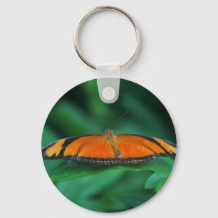 Porte-clés Bright Orange and Black Butterfly on Leaf
