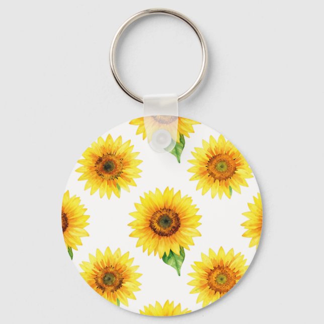 Porte-clés Bright Sunflower Watercolor Seamless Pattern (Recto)