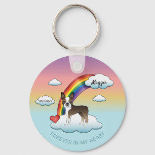 Porte-clés Brindle Et White Boston Terrier Rainbow Memorial