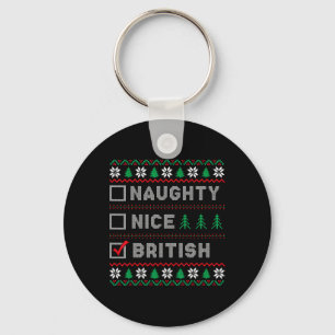 Porte-clés British Naughty Nice Liste Santas Liste Funny Chri