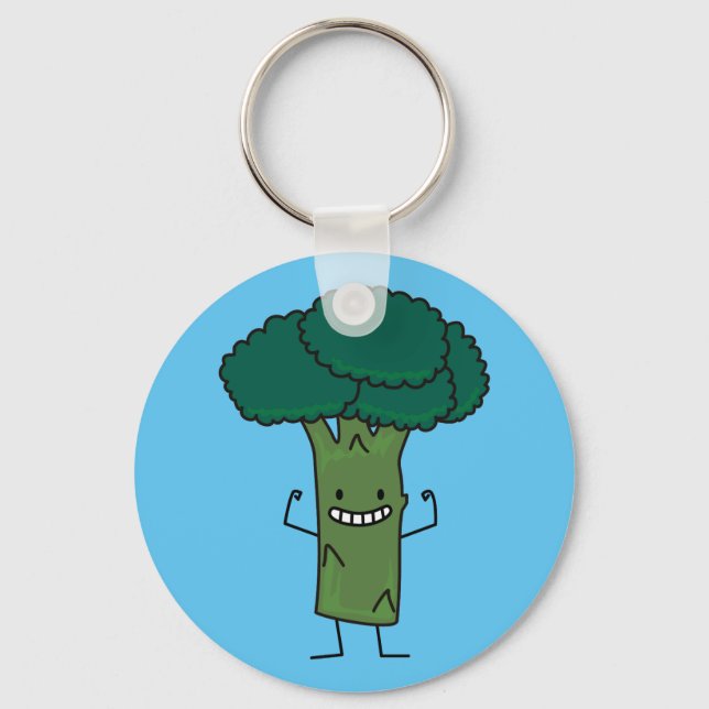 Porte-clés Broccoli Flexing à tête d'arbre heureuse végétal v (Recto)
