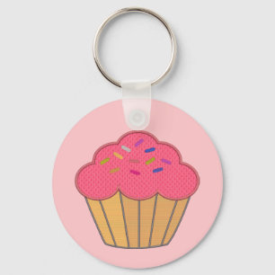Porte-clés Broderie Faux Cupcake fraise Imprimer