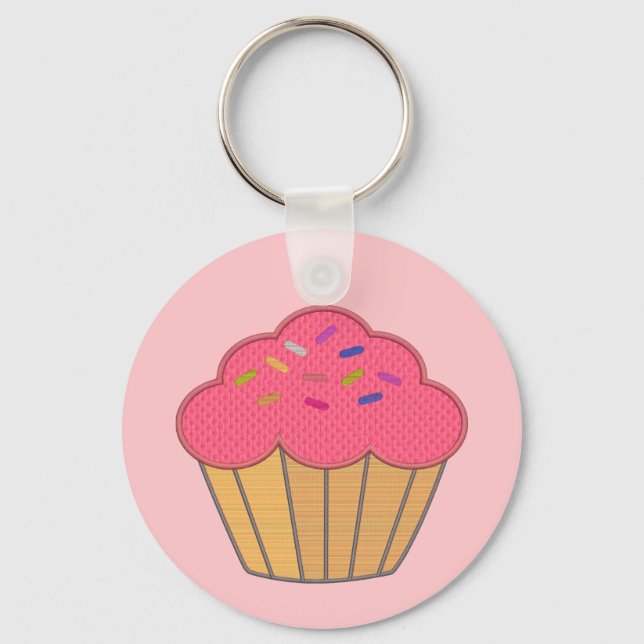 Porte-clés Broderie Faux Cupcake fraise Imprimer (Recto)