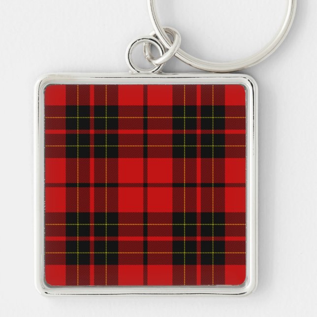 Porte-clés Brodie tartan rouge noir plaid (Devant)