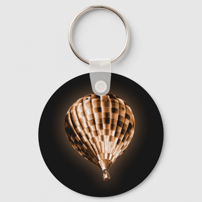 Porte-clés Bronze brillant Hot Air Balloon Noir (Recto)
