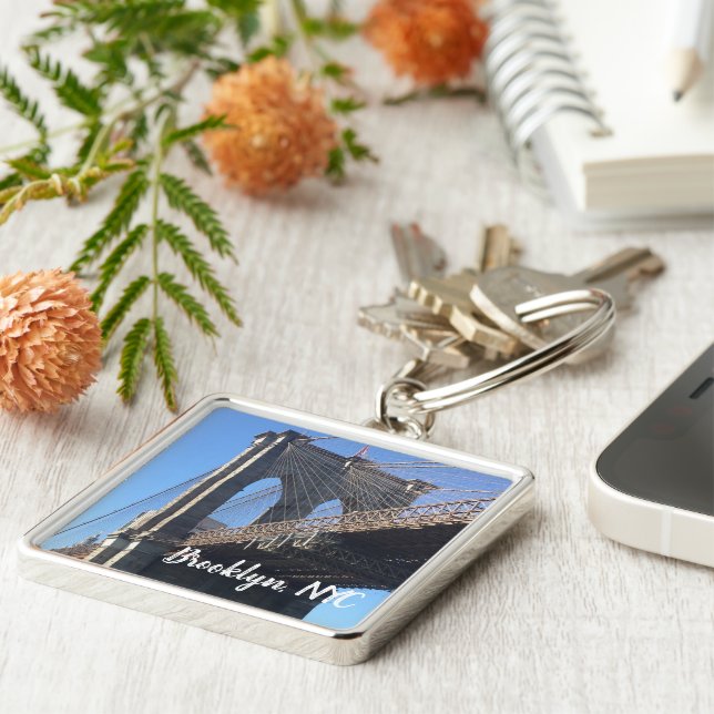 Porte-clés Brooklyn Bridge Sky New York City NYC Photographie (Côté)