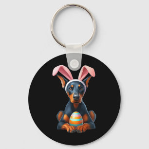 Porte-clés Brouillard mignon Doberman Pinscher Chien Pâques H
