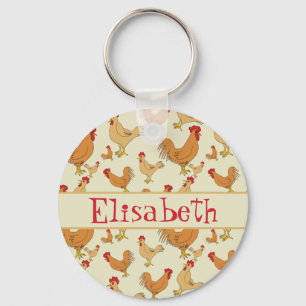 Porte-clés Brown Chicken Design Personalise