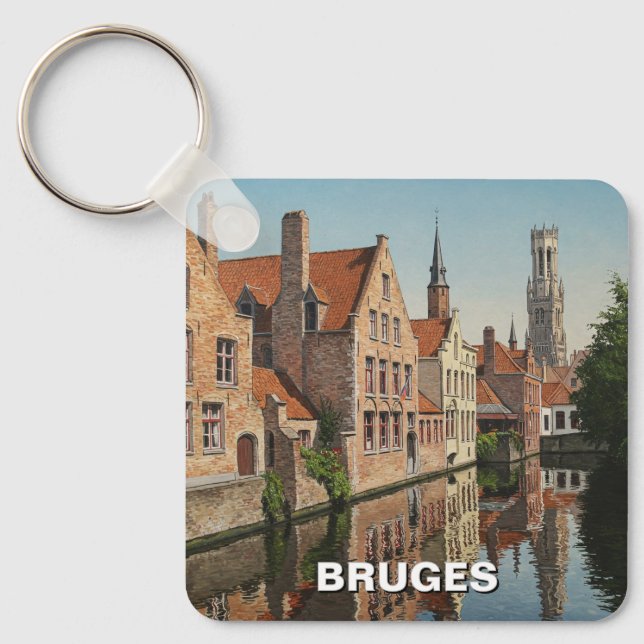 Porte-clés Bruges Belgique Travel Souvenir Vintage (Recto)