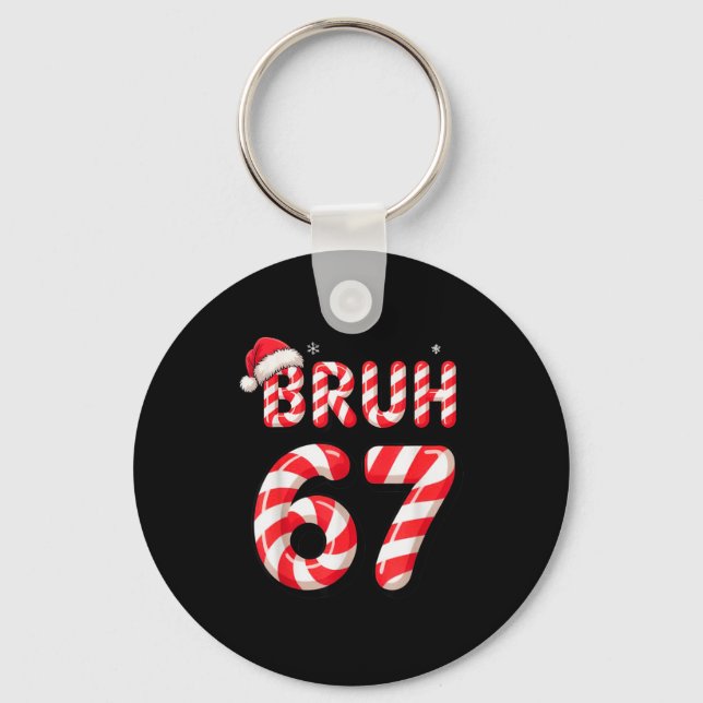 Porte-clés Bruh 67 Canne de Noël pour garçons adolescents Six (Recto)
