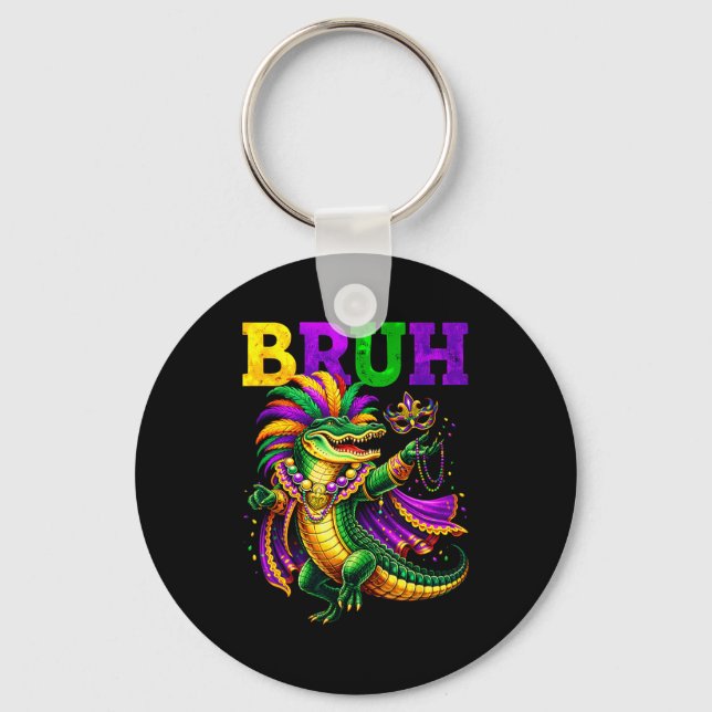 Porte-clés Bruh Alligator Or Violet Vert (Recto)