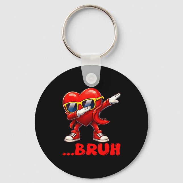 Porte-clés Bruh Dabbing Heart Funny Kids Boys Mens Valentine  (Recto)