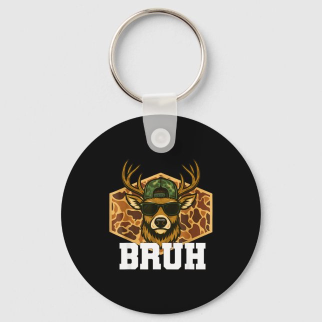 Porte-clés Bruh Deer Funny Deer Hunting Camo Hat Youth Teens  (Recto)
