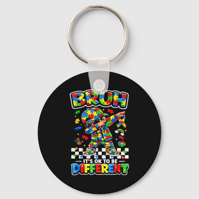 Porte-clés Bruh être différent puzzle sensibilisation à l'aut (Recto)