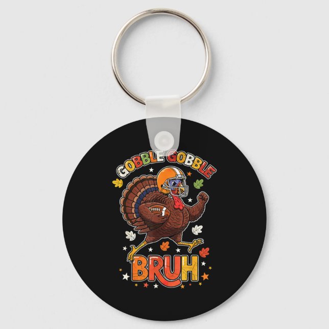 Porte-clés Bruh Funny Thanksgiving Turkey Gobble Football Boy (Recto)