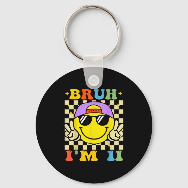 Porte-clés Bruh I'm 11 Years Old Purple Birthday Boys 11th Bi (Recto)