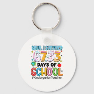 Porte-clés Bruh j'ai survécu à 67+33 jours d'école maternelle
