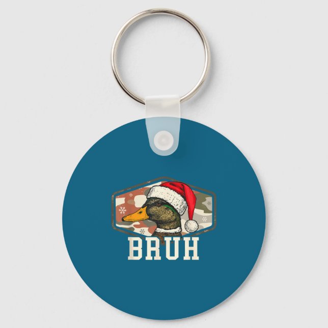 Porte-clés Bruh Santa Duck Hunting Camo Hat Men Women Kids Xm (Recto)