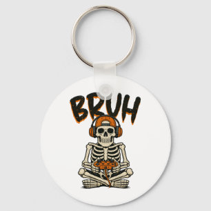 Porte-clés Bruh Skeleton Gamer Funny Halloween jeu vidéo B