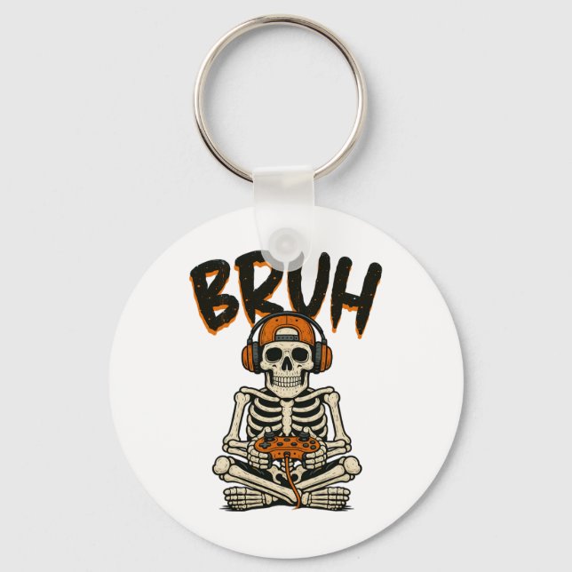 Porte-clés Bruh Skeleton Gamer Funny Halloween jeu vidéo B (Recto)