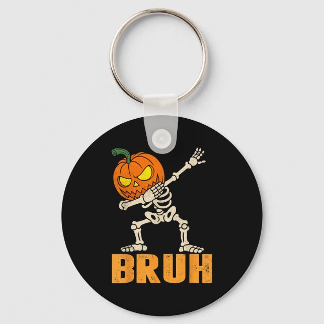 Porte-clés Bruh Skeleton Halloween Dabbing Boys Citrouille Ja (Recto)
