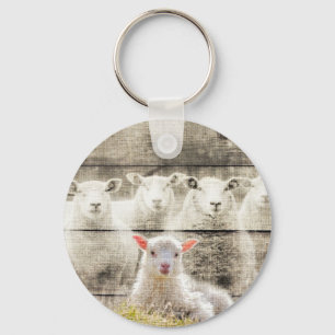 Porte-clés Brûlure d'agneau de bébé à mouton rustique